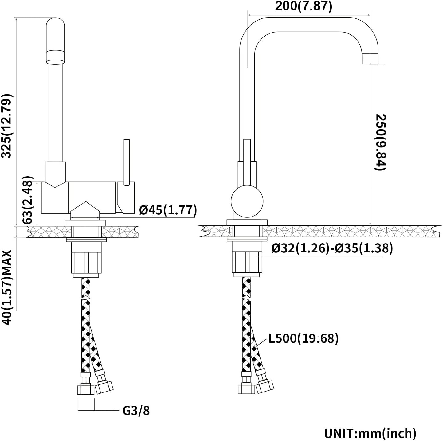 Altura ca&Atilde;&plusmn;o grifo abatible
